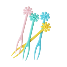 30 Flower Shaped Canape Forks Pastel Colours Rice DK